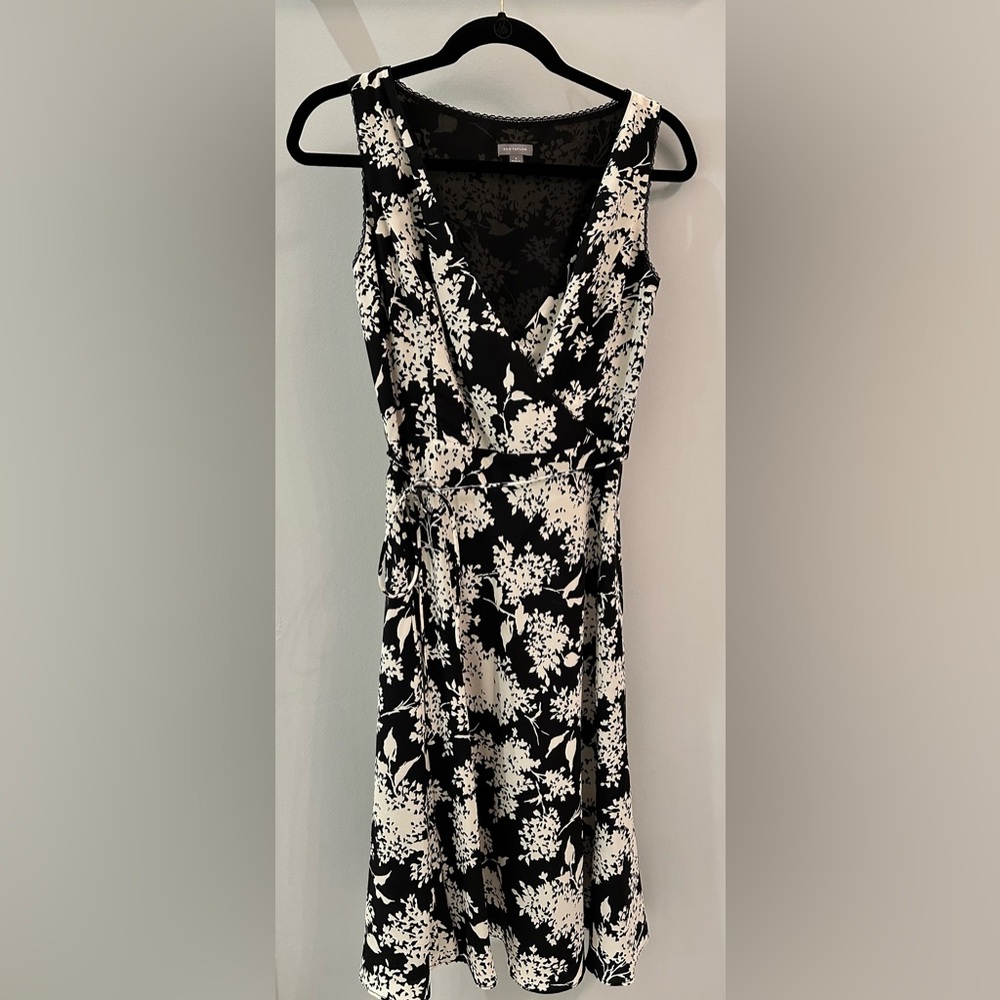 Floral Wrap Dress in Black and White